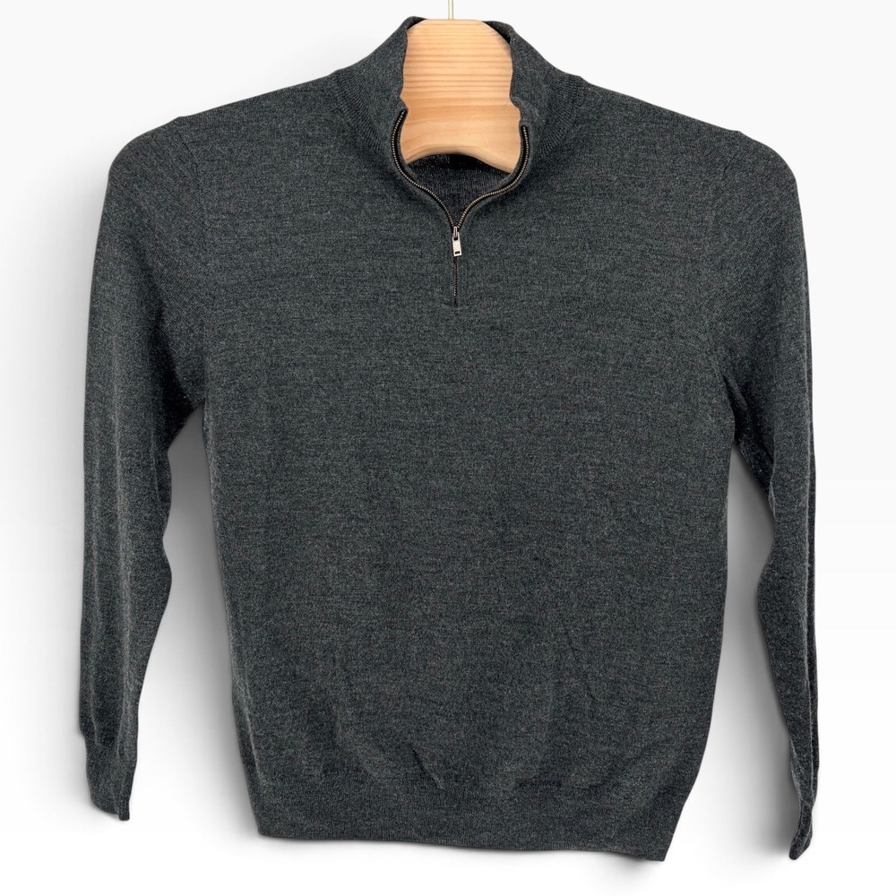 Christian Lacroix Quarter Zip Sweater Large Charcoal Gray Extrafine Merino Wool